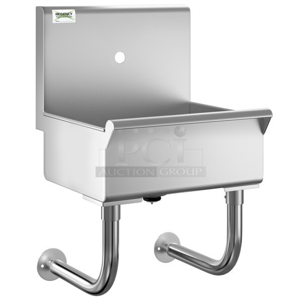 BRAND NEW SCRATCH AND DENT! Regency 600HSMSB1818 18" x 17 1/2" Single-Hole Hand Sink for 1 Wall Mounted Faucet