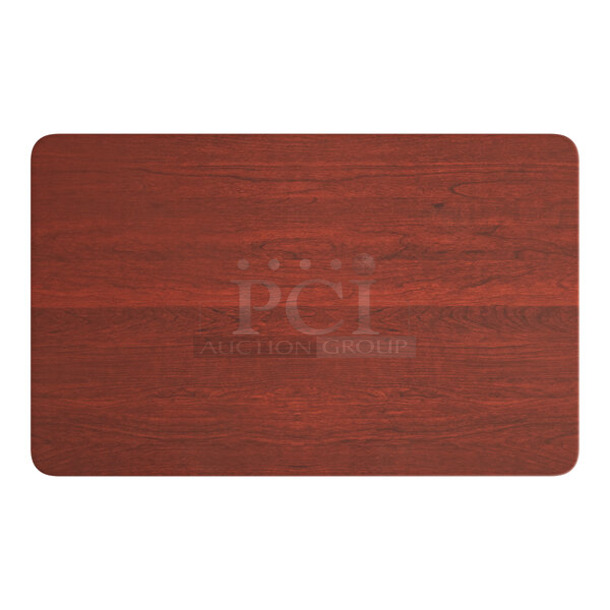 BRAND NEW SCRATCH AND DENT! Lancaster Table & Seating 1643048TFRMH  30" x 48" Rectangular Thermo-Formed MDF Table Top with Red Mahogany Finish. May Be Missing Pieces. 