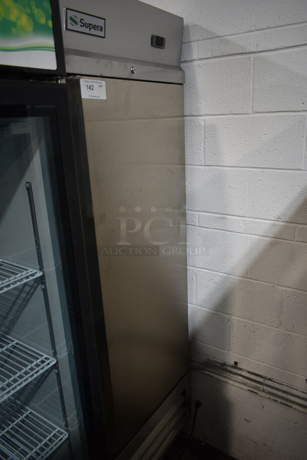 BRAND NEW! Supera Stainless Steel Commercial Single Door Reach In Cooler on Commercial Casters. Tested and Working!