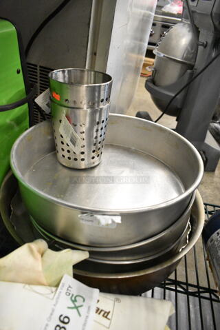 7 Various Items Including Silverware Cups, Metal Round Baking Pans. 7 Times Your Bid! 