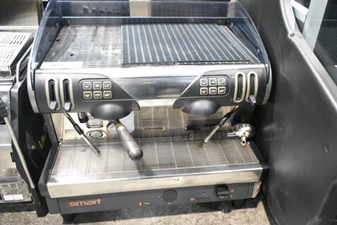 Smart Stainless Steel Commercial Countertop 2 Group Espresso Machine w/ 1 Portafilter and Steam Wand. 