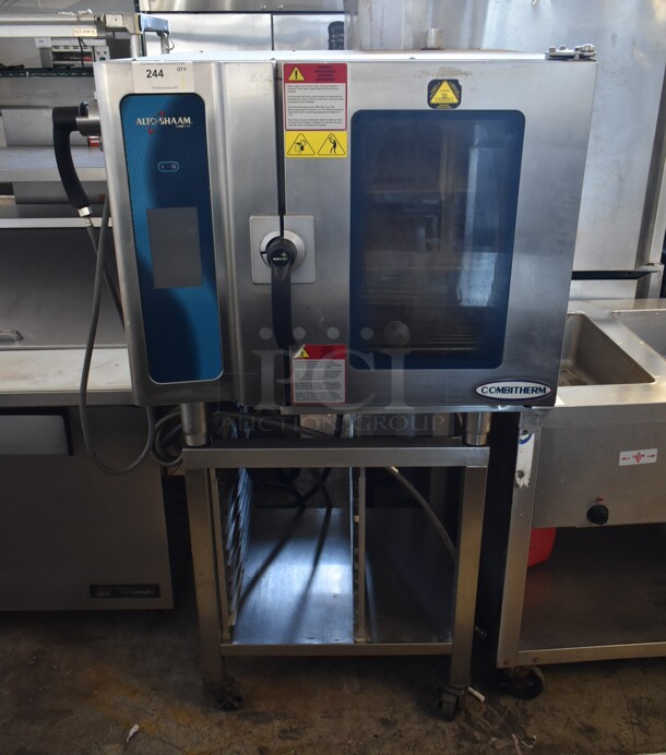 2010 Alto Shaam 6.10 ESIN/SK Stainless Steel Commercial Electric Powered Combi Convection Oven on Pan Rack Stand w/ Commercial Casters. 208-240 Volts, 3 Phase.