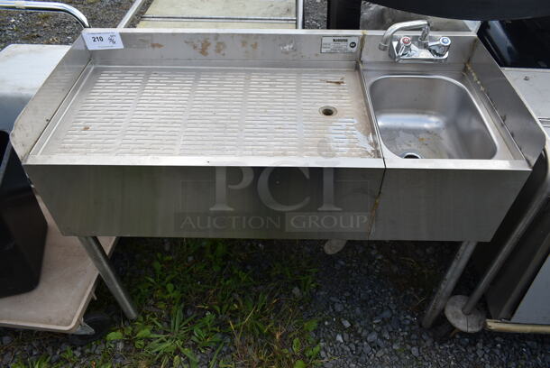 Krowne Stainless Steel Commercial Single Bay Sink w/ Left Side Drain Board, Faucet and Handles. Bay 10x14. Drain Board 30x16