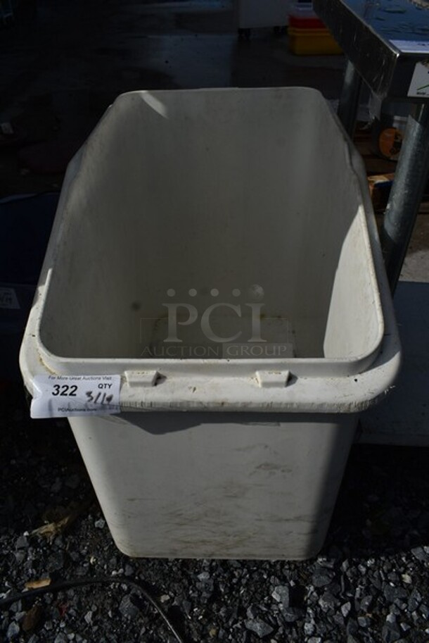 White Poly Ingredient Bin on Commercial Casters.