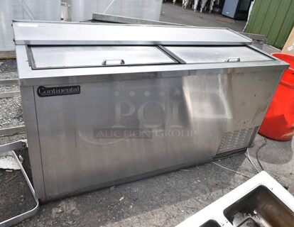 Continental CBC64-SS Stainless Steel Commercial Back Bar Bottle Cooler w/ 2 Sliding Lids. 115 Volts, 1 Phase. Cannot Test Due To Damaged Plug Head