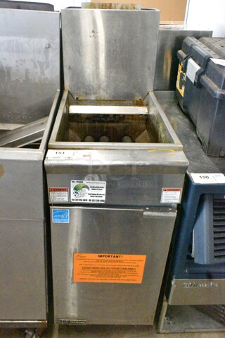 2021 Pitco Frialator GF-ES35/NG Stainless Steel Commercial Floor Style Natural Gas Powered Deep Fat Fryer. 