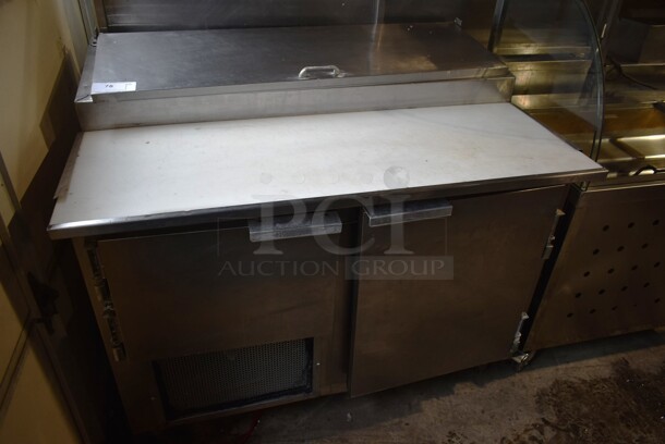 Leader PT48 S/C Stainless Steel Commercial Pizza Prep Table w/ Oversized Cutting Board. 115 Volts, 1 Phase. Tested and Working!