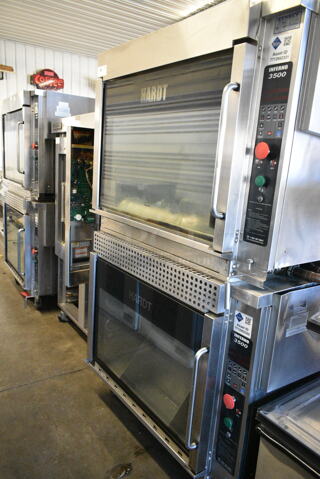 2 Hardt Model Inferno 3500 Stainless Steel Commercial Natural Gas Powered Rotisserie Ovens on Commercial Casters. Each Oven Has a 40 Bird Capacity. 76,000 BTU. 2 Times Your Bid!