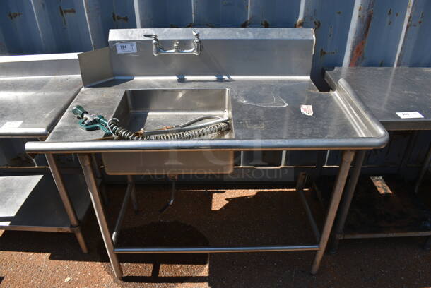 Stainless Steel Right Side Dirty Side Dishwasher Table w/ Handles and Spray Nozzle Attachment. 52x32x44. Bay 20x20x4