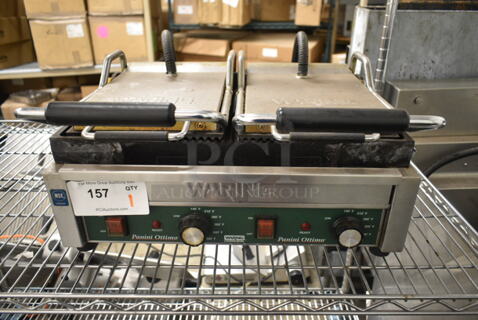 Waring WPG300 Stainless Steel Commercial Countertop Double Panini Press. 240 Volts, 1 Phase. 