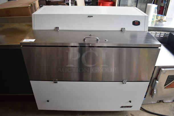 Turbo Air TMKC-49S Stainless Steel Commercial Milk Cooler on Commercial Casters. 115 Volts, 1 Phase. 49x33x47. Tested and Powers On But Does Not Get Cold