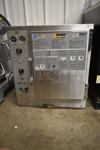 AccuTemp S62083D1004025 Stainless Steel Commercial Electric Powered Single Deck Steam Cabinet. 208 Volts, 3 Phase. 