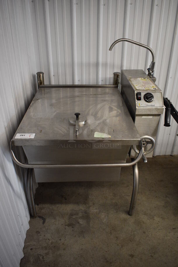 Cleveland Model SEL-30-T1 Stainless Steel Commercial Electric Powered Floor Style Manual Tilting Braising Pan. 480 Volts, 3 Phase. 38x40x53