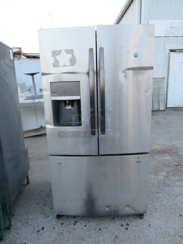One Frigidaire French Door Household Refrigerator With Ice/Water In Door. Model# FFHB2750TD5 36X32X68