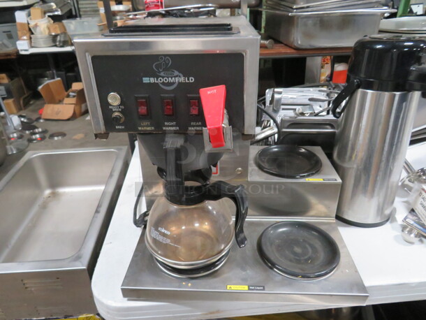 One Bloomfield Coffee Brewer With 2 Warmers, Filter Basket, And Coffee Pot. 120 Volt. Model# 8572.