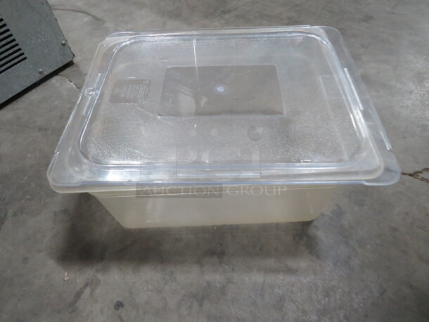 One Half Size 6 Inch Deep Food Storage Container With Lid.