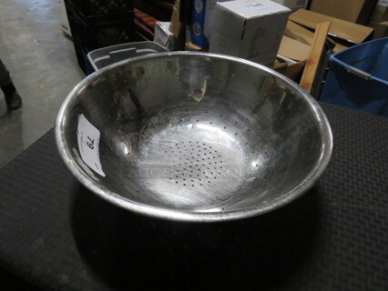 One 16 Inch Stainless Steel Colander.