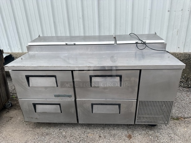 One True 4 Drawer Refrigerated Prep Table On Casters. Model# TPP-67D-4. 115 Volt. 