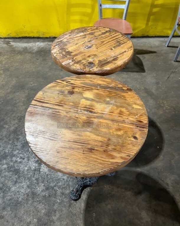 WOW! Solid Wood 24" Round Dining Table! With Black Pedestal Base! 2x Your Bid!