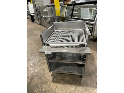 NICE! MagiKitch'N Commercial Natural Gas Powered Char Broiler Grill! With Back & Side Splashes! On Casters!