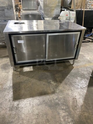 All Stainless Steel Commercial Work/Prep Table! With 2 Sliding Door Storage Space Underneath! On Legs!