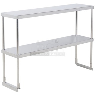 BRAND NEW SCRATCH & DENT!  Avantco 178SSDOS4818 Stainless Steel Double Deck Overshelf - 18" x 46 3/4". Missing a shelf and dented. 