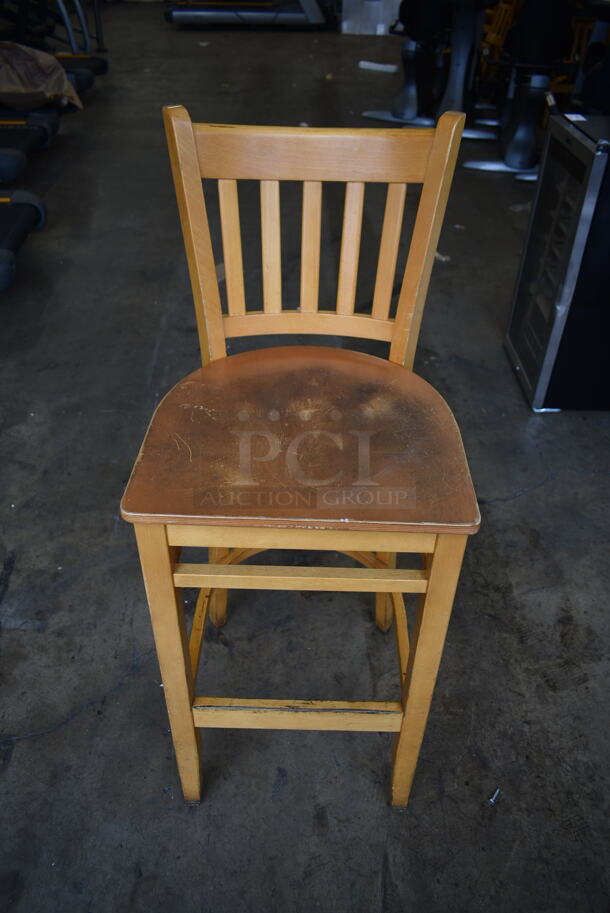 22 Wood Pattern Bar Height Chairs w/ Vertical Back Rest Bars. 22 Times Your Bid!