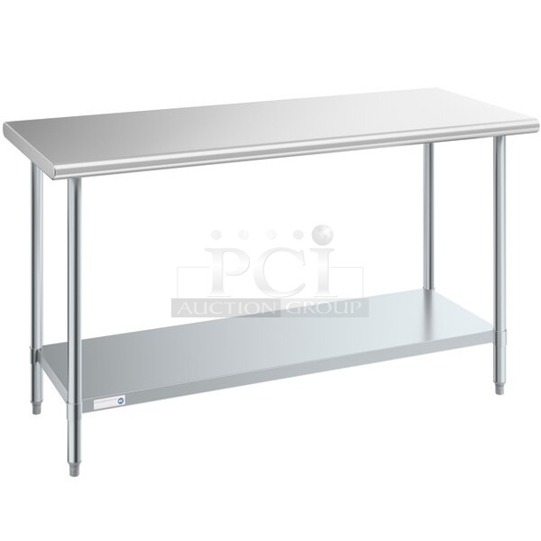 BRAND NEW SCRATCH AND DENT! Steelton 522ETSG2460 24" x 60" 18 Gauge 430 Stainless Steel Work Table with Undershelf