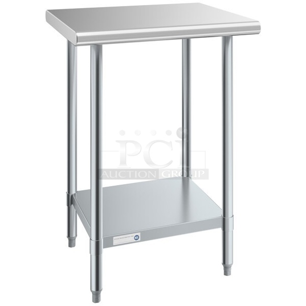 BRAND NEW SCRATCH AND DENT! Steelton 522ETSG2424 24" x 24" 18 Gauge 430 Stainless Steel Work Table with Undershelf
