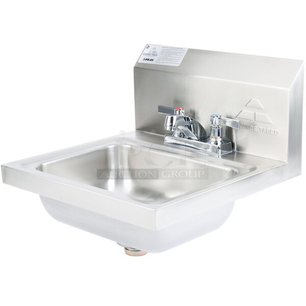 BRAND NEW SCRATCH AND DENT! Advance Tabco 7-PS-20 Stainless Steel Hand Sink with Faucet and Backsplash