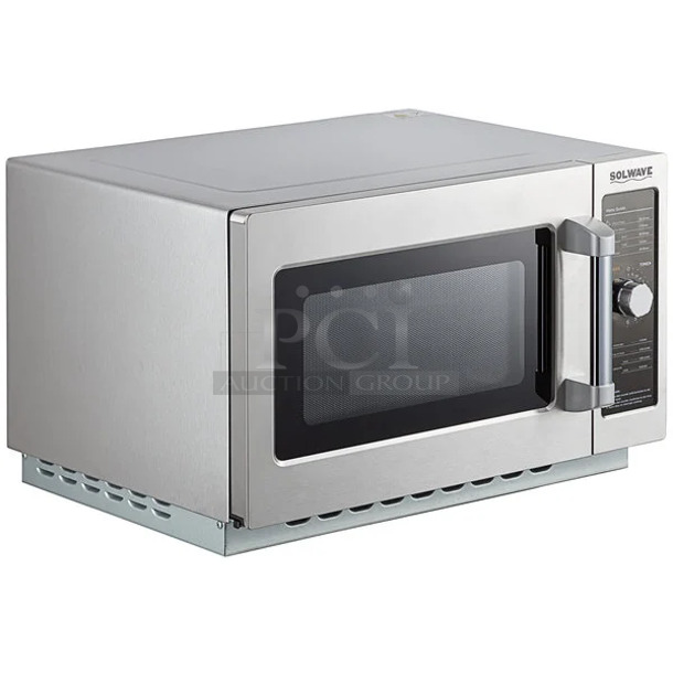 BRAND NEW SCRATCH AND DENT! Solwave 180MW112D 1000W Stackable Commercial Microwave with Large 1.2 cu. ft. Interior and Dial Controls. 120 Volts, 1 Phase. 