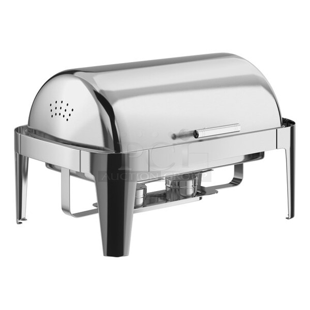 6 BRAND NEW SCRATCH AND DENT! 4 Acopa Supreme 8 Qt. Full Size Chrome Accent Roll Top Chafer, 2 Stainless Steel Chafer. 6 Times Your Bid!