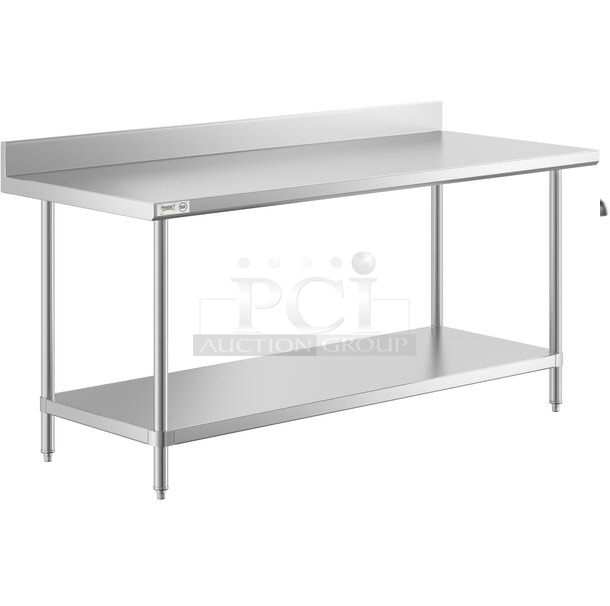BRAND NEW SCRATCH AND DENT! Regency 600TSB3072S 30" x 72" 16-Gauge Stainless Steel Commercial Work Table with 4" Backsplash and Undershelf