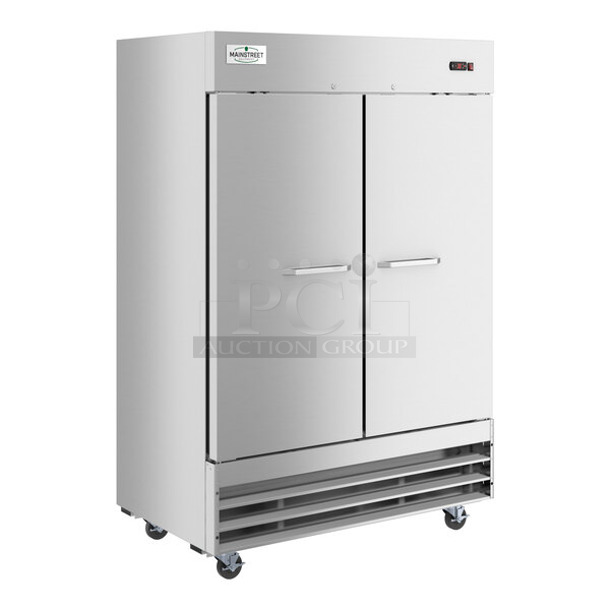 BRAND NEW SCRATCH AND DENT! 2024 Mainstreet 829BMR49F Stainless Steel Commercial 54" Solid Door Reach-In Freezer w/ Poly Coated Racks. 115 Volts, 1 Phase. Tested and Working!