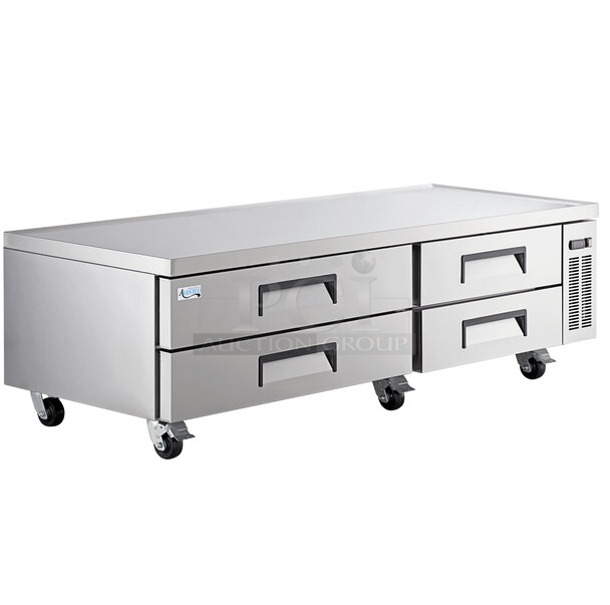 BRAND NEW SCRATCH AND DENT! 2023 Avantco 178CBE84HC Stainless Steel Commercial 4 Drawer Refrigerated Chef Base on Commercial Casters. 115 Volts, 1 Phase. - Item #1127550