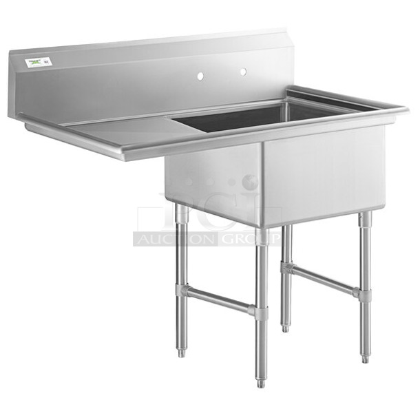 BRAND NEW SCRATCH AND DENT! Regency 600S1232324L Stainless Steel Commercial Single Bay Sink w/ Left Side Drain Board. - Item #1127779