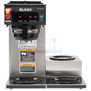 BRAND NEW SCRATCH AND DENT! Bunn 12950.0212 CWTF15-3 12 Cup Automatic Coffee Brewer with 3 Lower Warmers and Hot Water Faucet. 120 Volts, 1 Phase. 