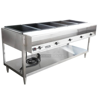 BRAND NEW SCRATCH AND DENT! Vollrath 38119 Stainless Steel Commercial Electric Powered 5 Bay Steam Table. No Legs. 208-240 Volts, 1 Phase. 