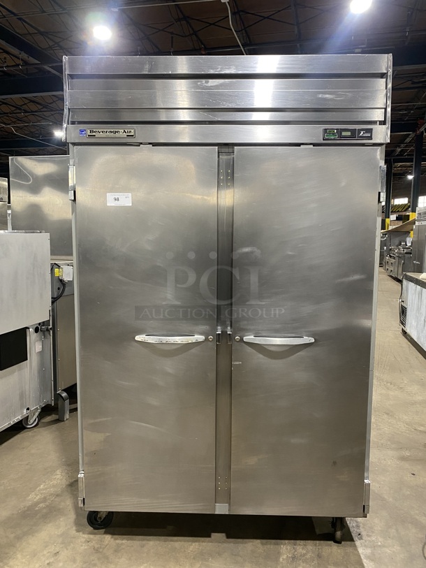 Beverage Air ER48-1AS Stainless Steel Commercial 2 Door Reach In Cooler. 115 Volts, 1 Phase.