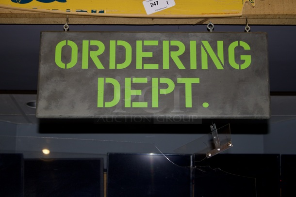 Wood "Ordering Dept." Sign