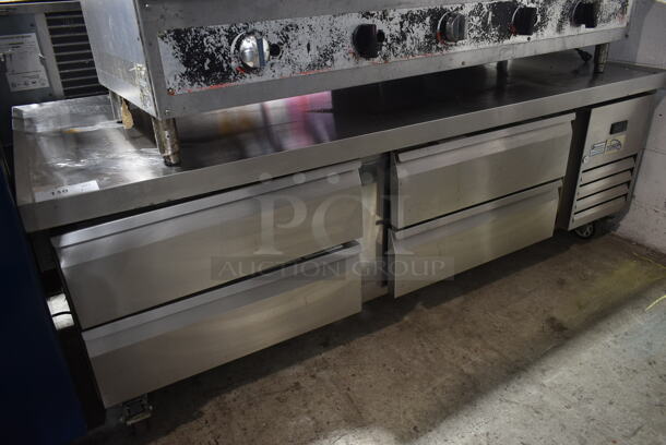 Yukon Stainless Steel Commercial 4 Drawer Chef Base on Commercial Casters. Tested and Working!