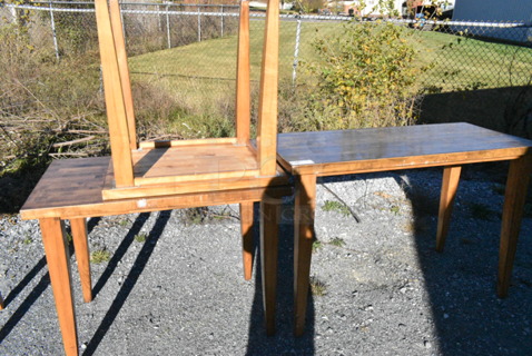 3 Various Wooden Table. 55x24x36, 24x30x30, 3x24x33. 3 Times Your Bid! 