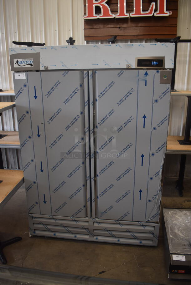 SCRATCH AND DENT! 2023 Avantco A Plus AP-49F 55 1/4" Stainless Steel Solid Door Reach-In Freezer. 115 Volts 1 Phase. Tested and Powers On But Does Not Get Cold