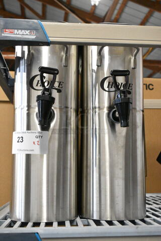 2 BRAND NEW SCRATCH AND DENT! Choice 407ITD4GS 4 Gallon Slim Iced Tea Dispenser. 2 Times Your Bid! 