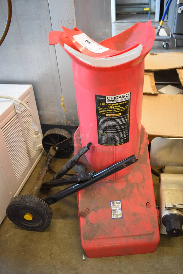 Chicago Red Poly Chipper Shredder. 115 Volts, 1 Phase. 23x23x38