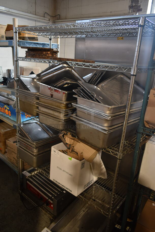 ALL ONE MONEY! Three Tier Lot of Various Items Including Stainless Steel Drop In Bins.  