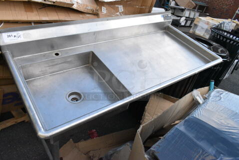 Eagle Stainless Steel Commercial Single Bay Sink w/ Right Side Drain Board. Bay 20.5x20.5x5