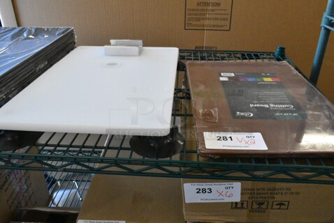 2 BRAND NEW SCRATCH AND DENT! Items Including 40718125B Choice 18" x 12" x 1/2" Brown Polyethylene Cutting Board and Garde 181PORTBASE Portable Mounting Base for Rotary Slicer. 2 Times Your Bid! 