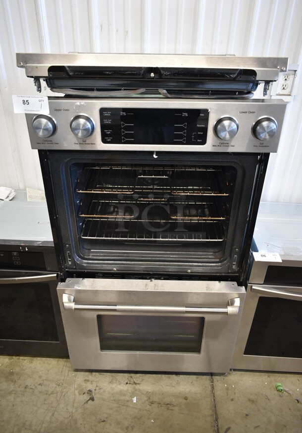 JennAir Maytag JJW9830DDP Stainless Steel Commercial Electric Powered Double Stack Oven. Door Needs To Be Attached. 120/208-240 Volts. 