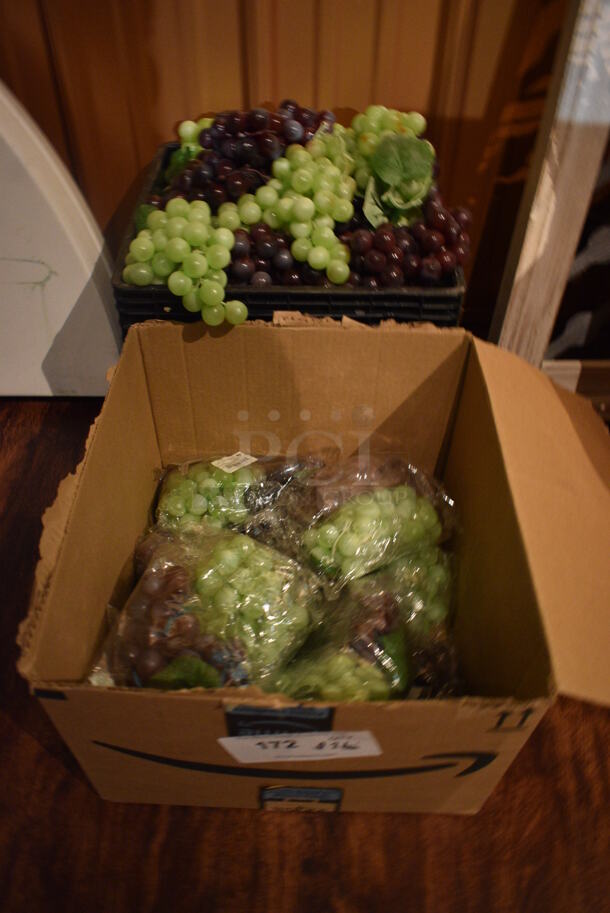 ALL ONE MONEY! Lot of 2 Bins of Fake Grapes. (bar)